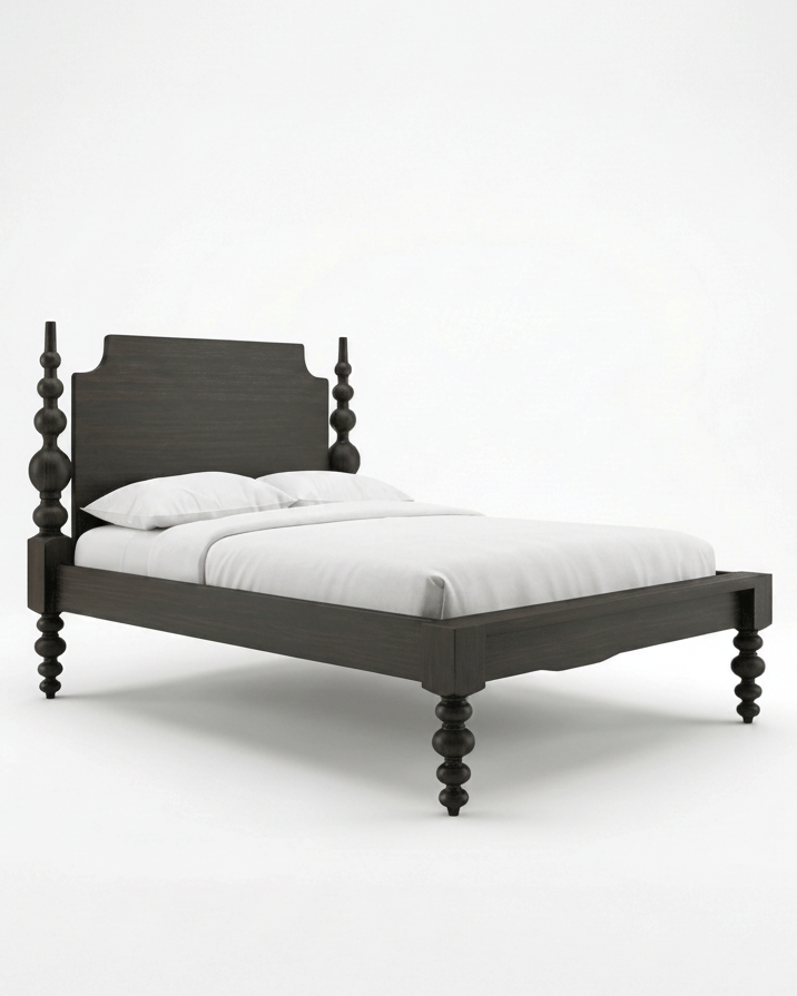 Athena Solid Red Oak Four-Poster Wood Bed Frame