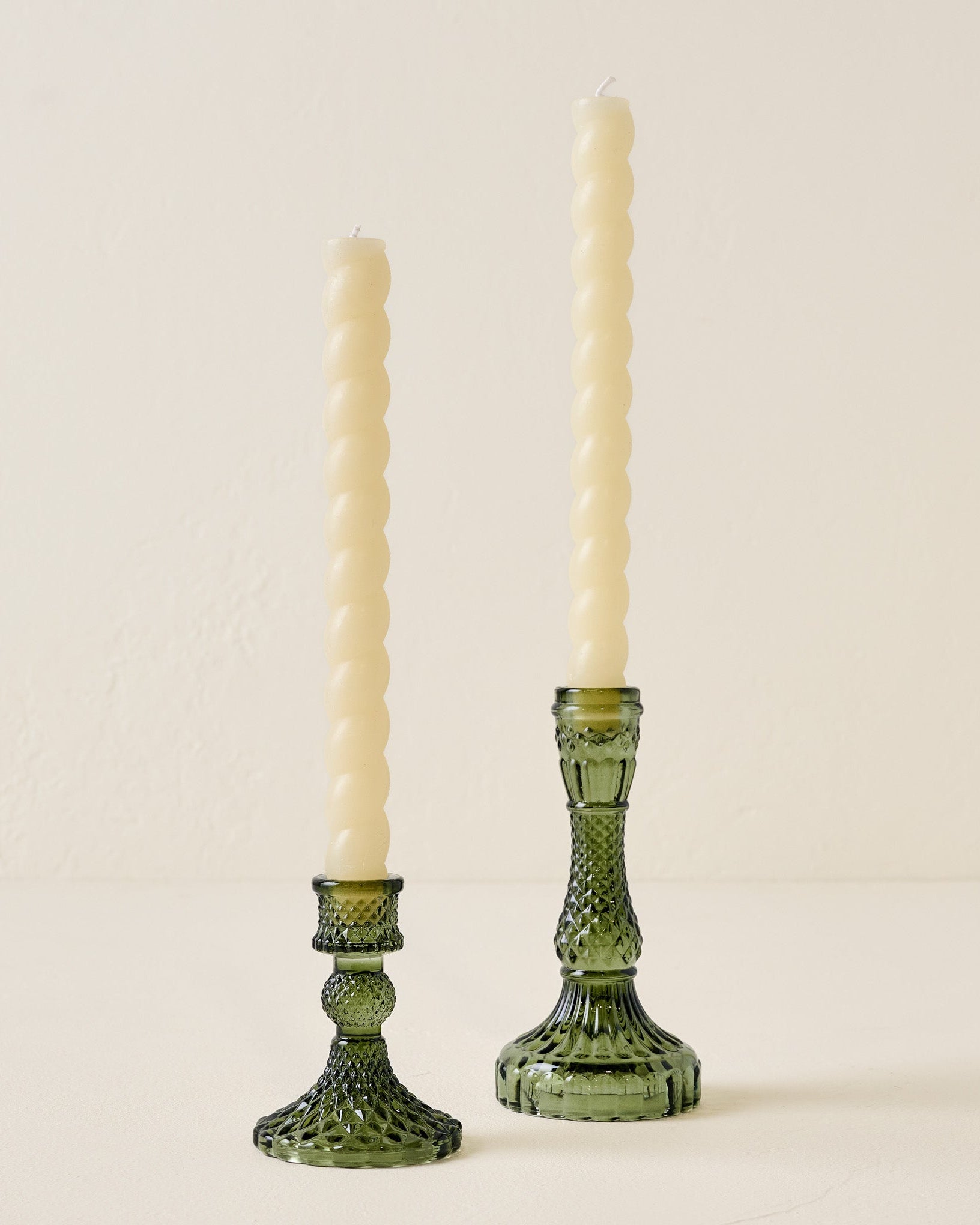 Antique Green Glass Taper Holder
