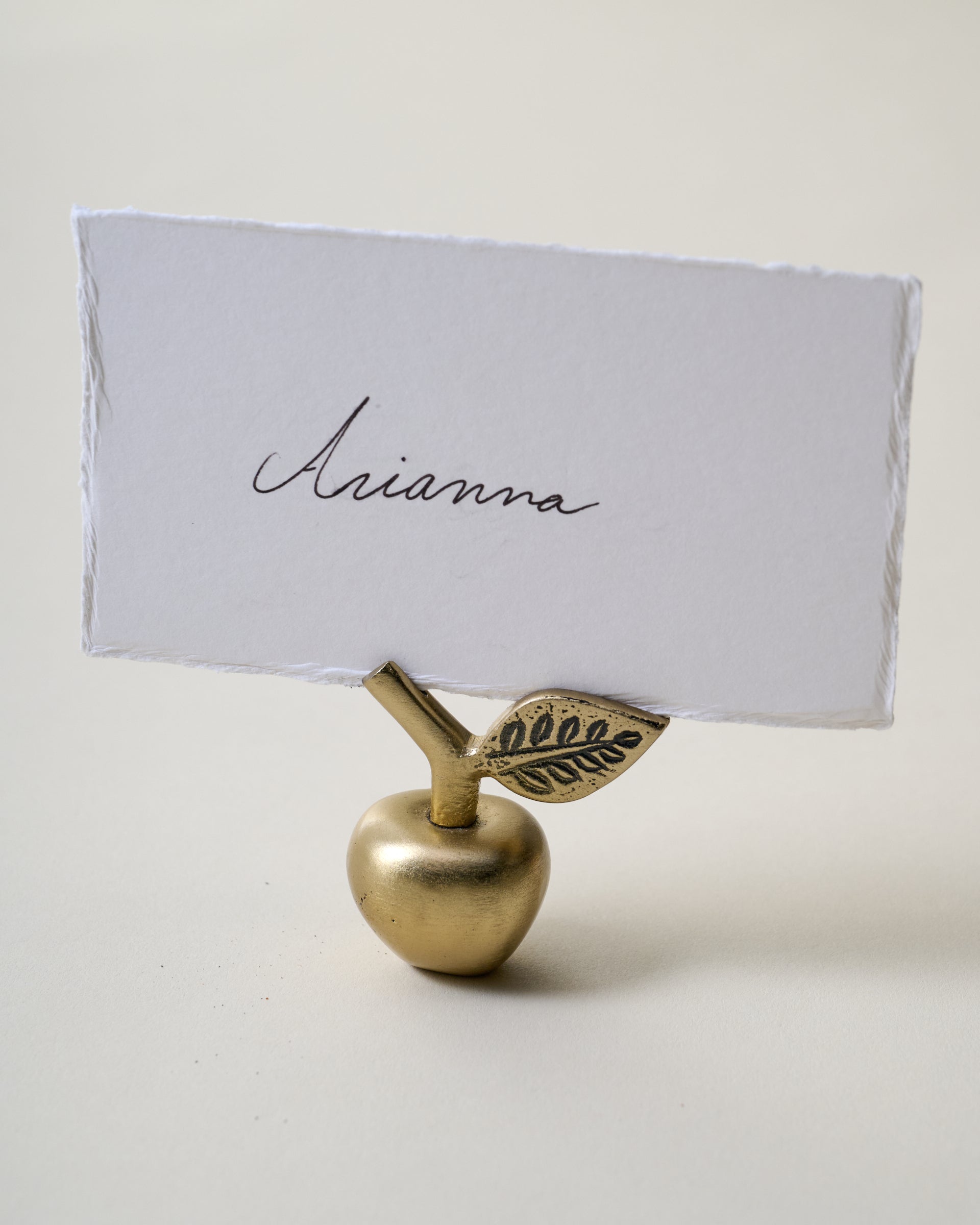 Antique Brass Apple Placecard Holder