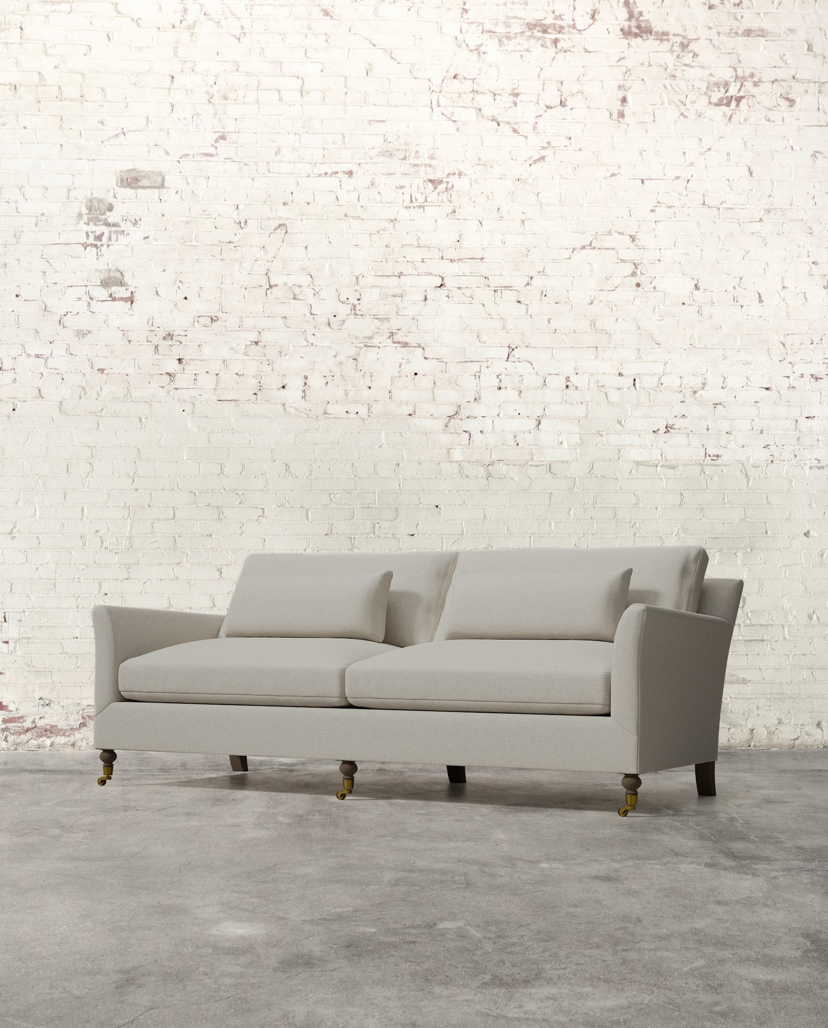 Alfie 87" Sofa with Brass Casters