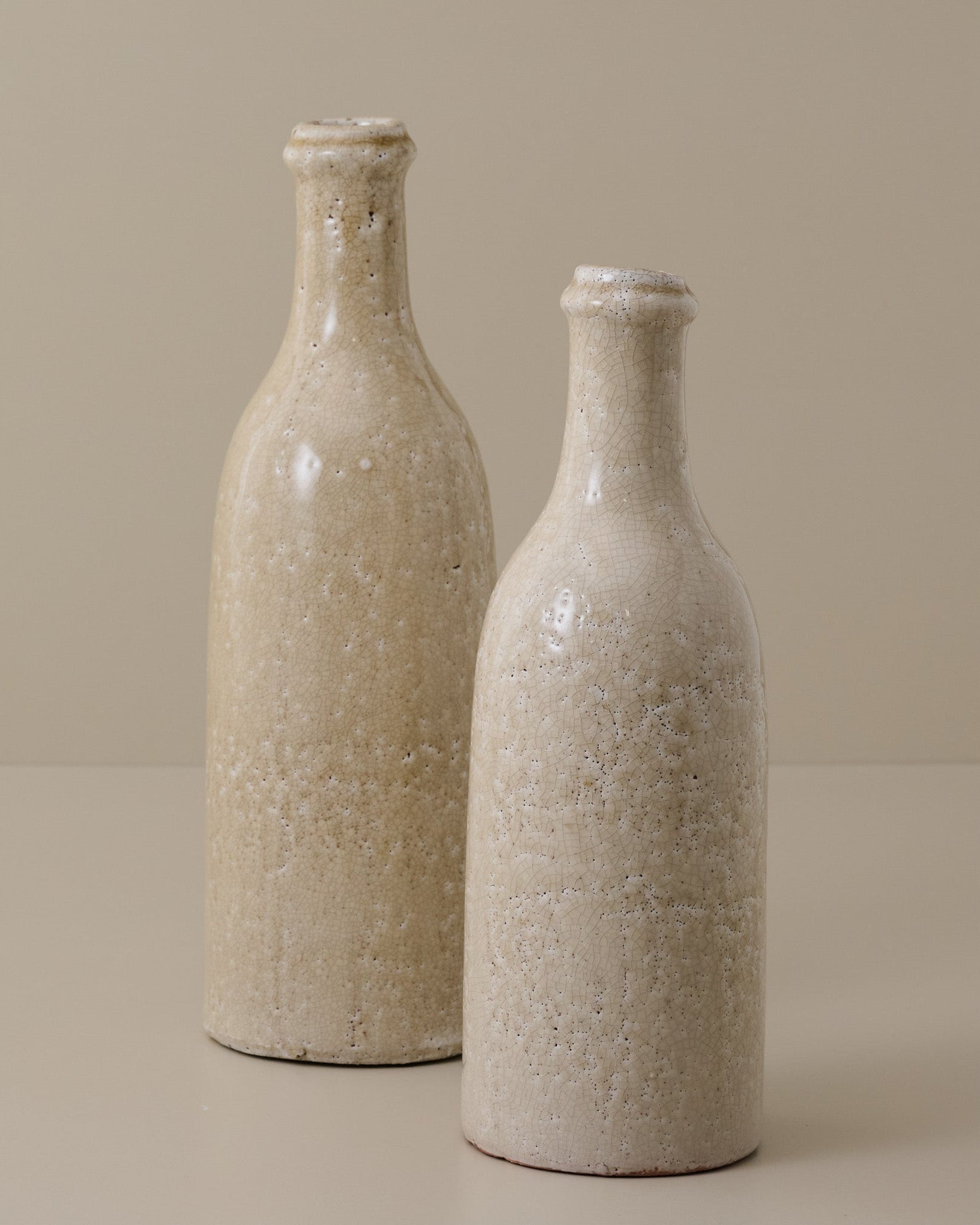Cream Crackle Bottle Vase