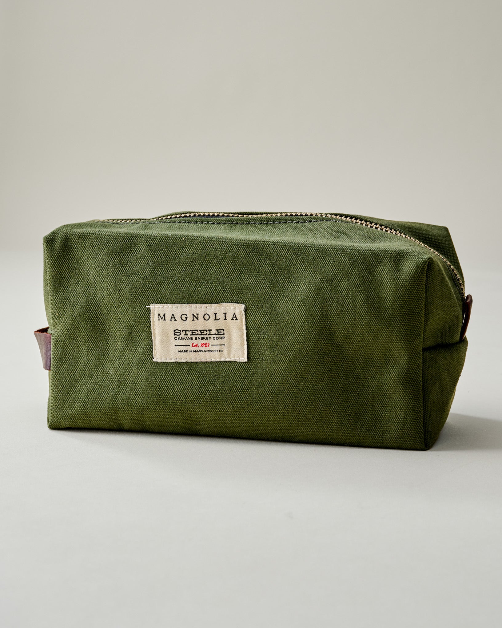Olive Canvas with Brown Leather Dopp Kit