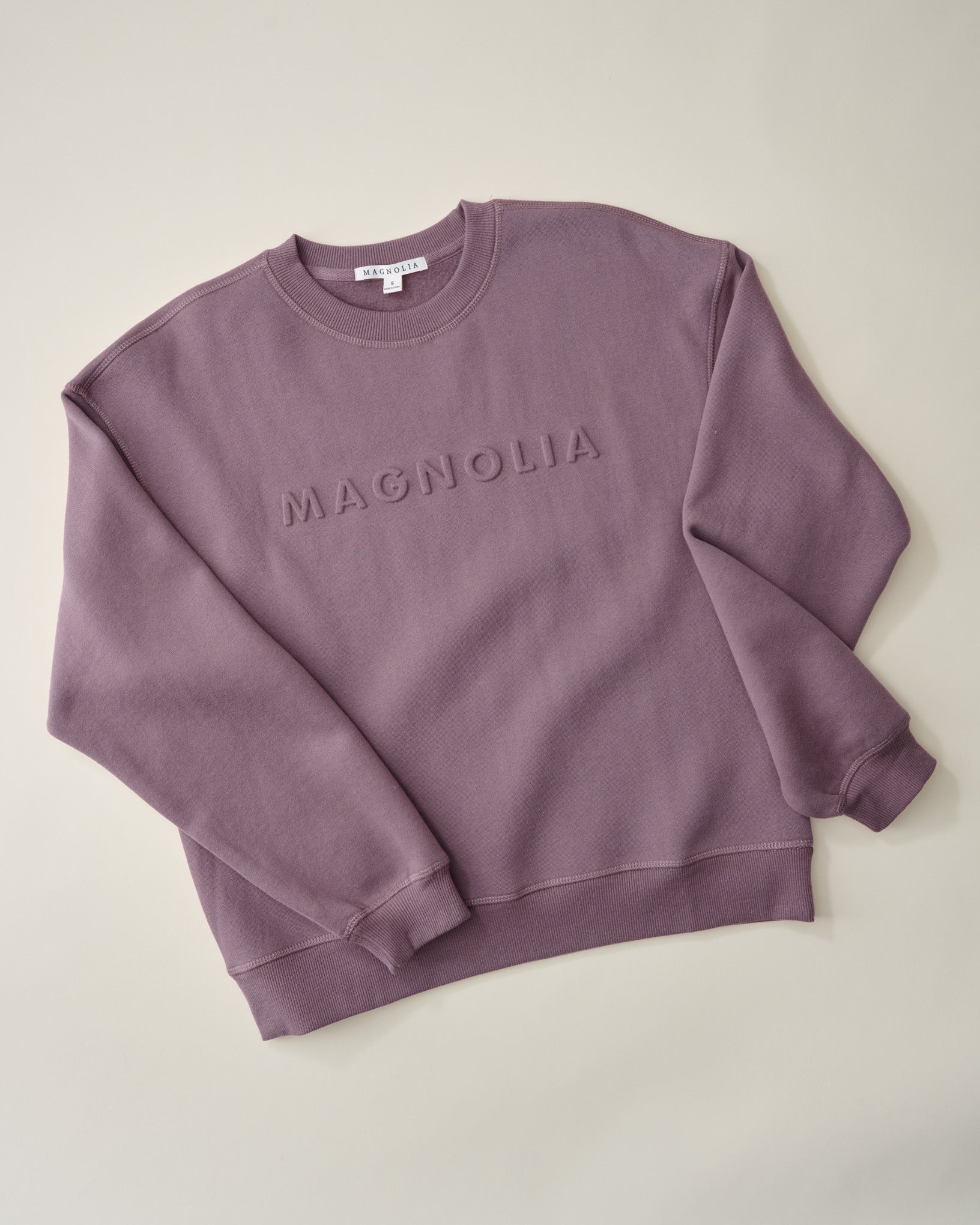 Magnolia Embossed Dusty Mauve Brushed Fleece Sweatshirt