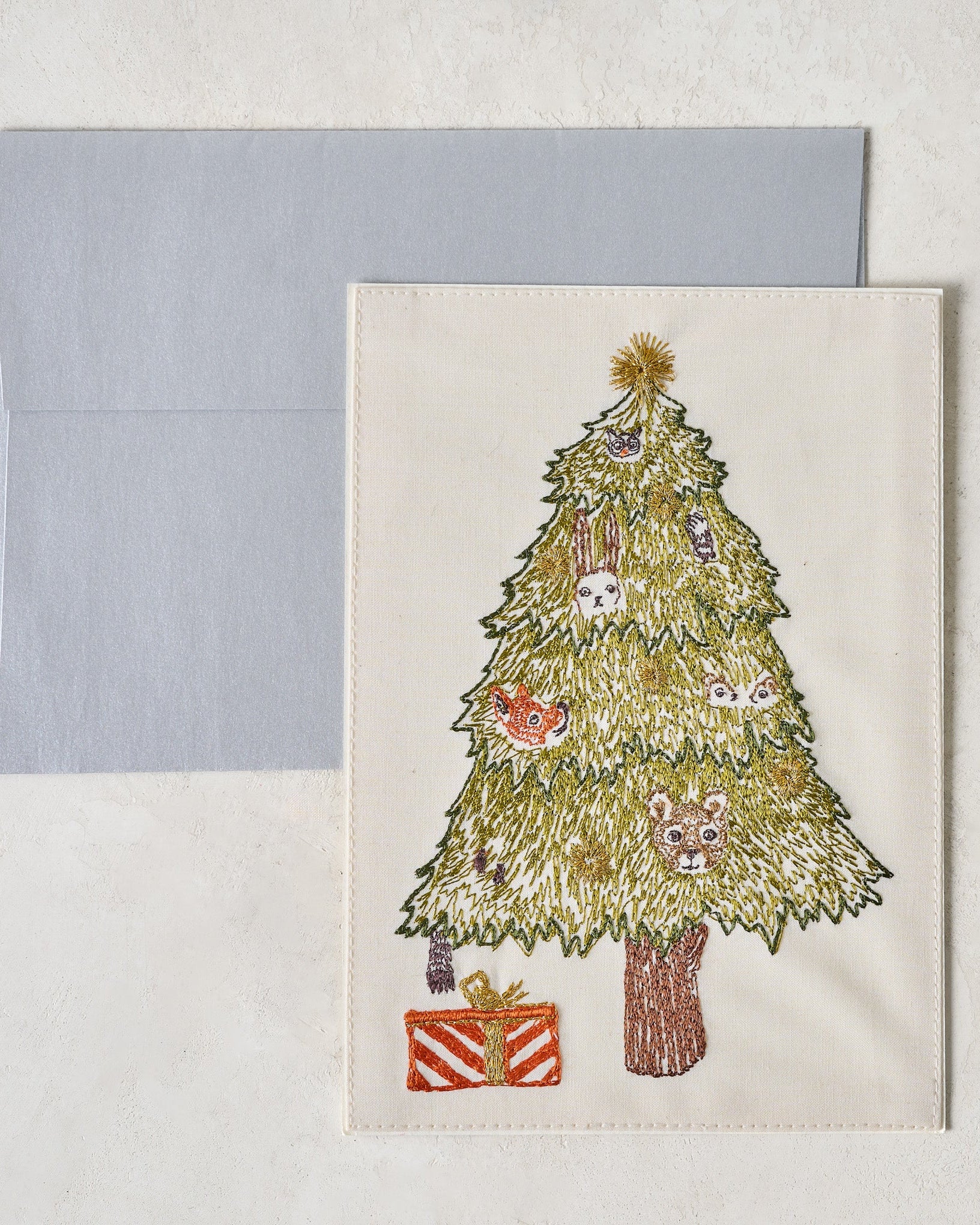 Embroidered Peek a Tree Card