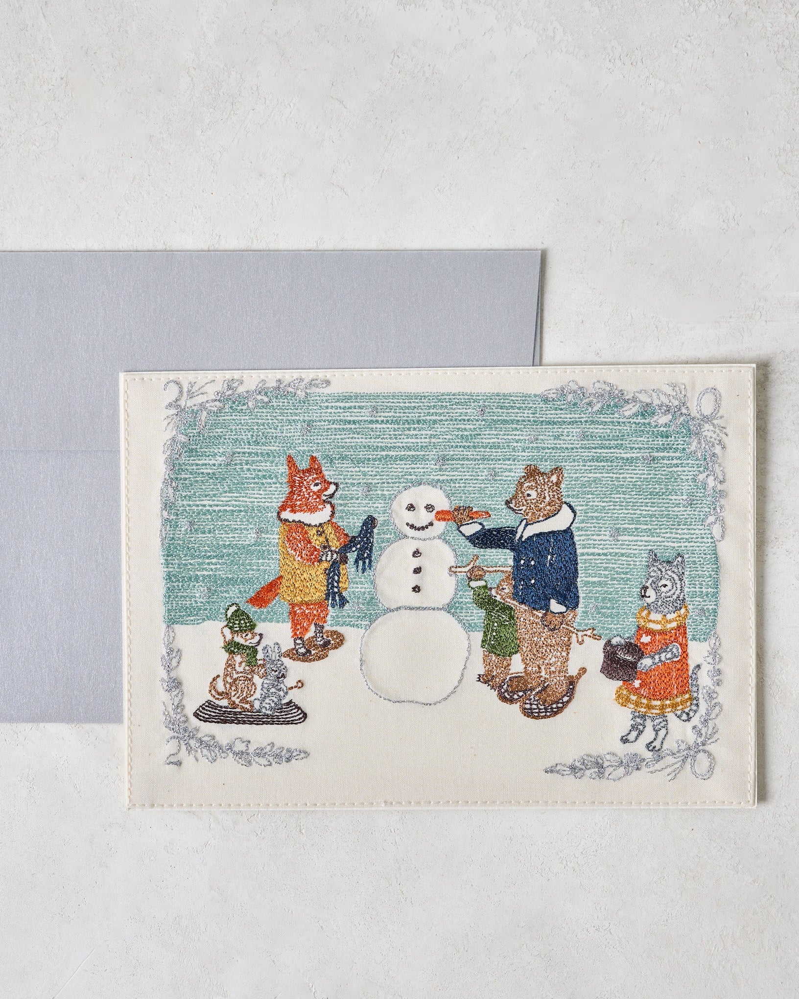 Embroidered Snowman Card