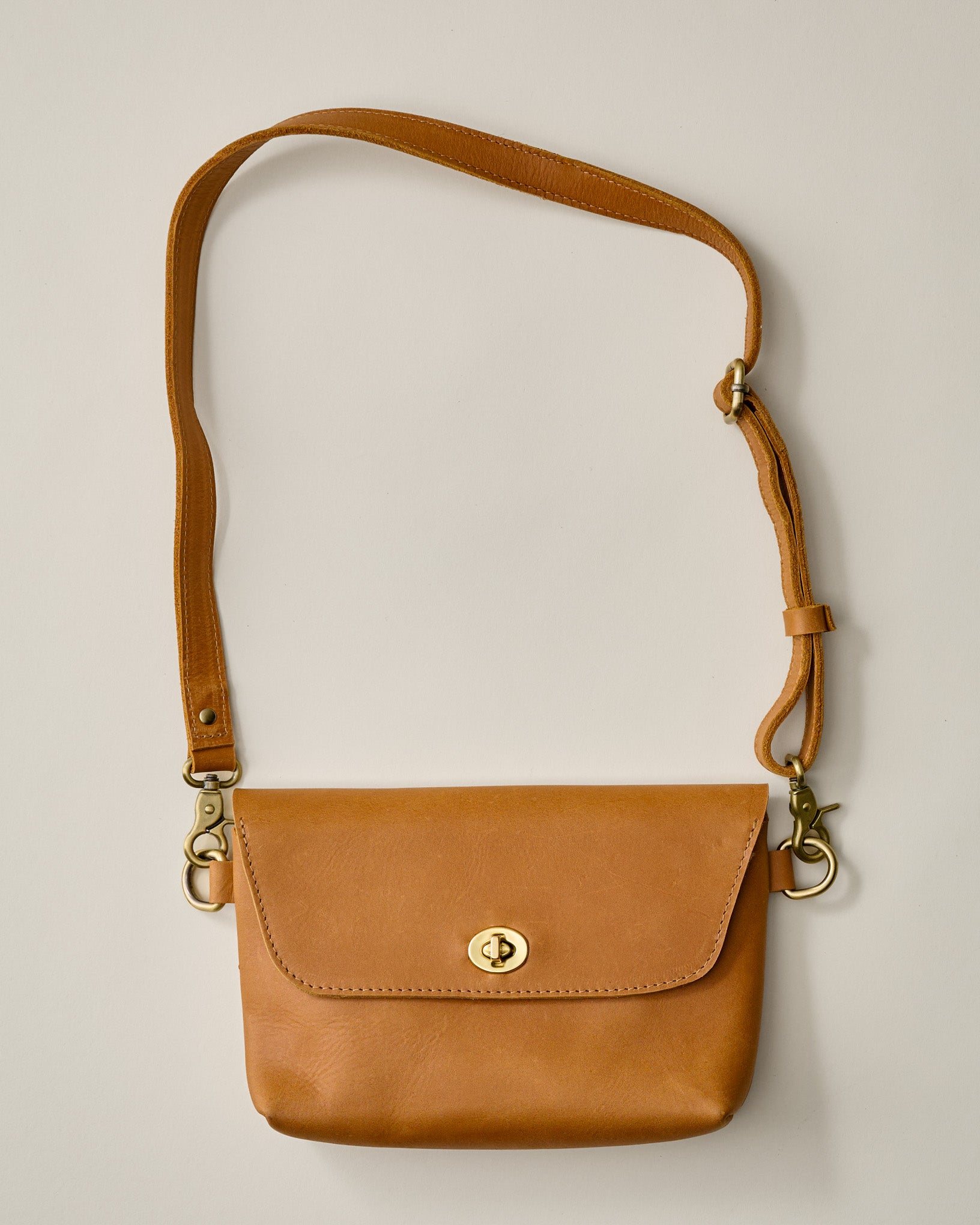 Turnlock Tan Crossbody Bag