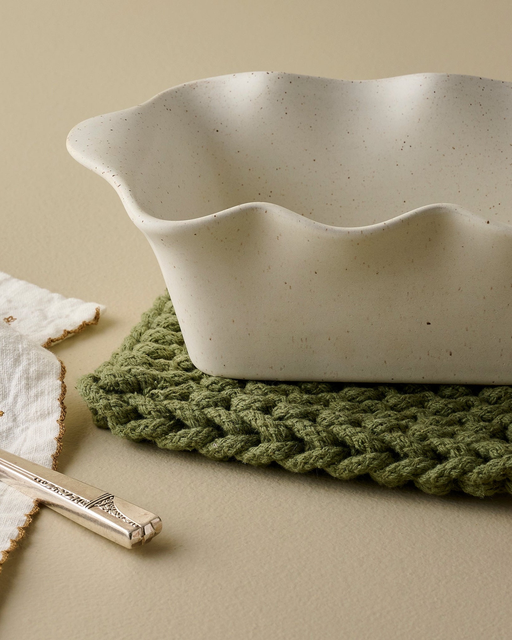 French White Scalloped Loaf Pan