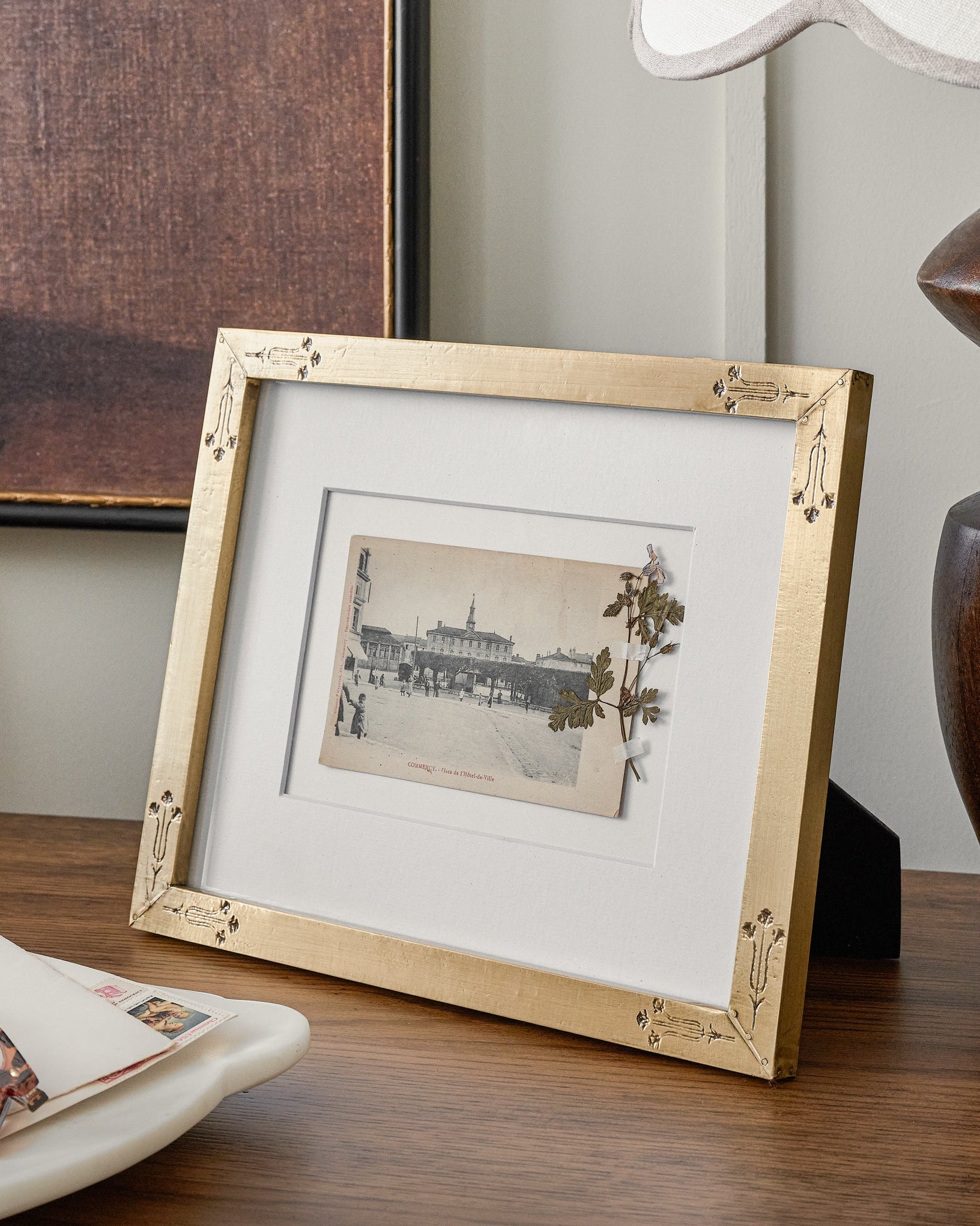 Floral Antique Brass Photo Frame