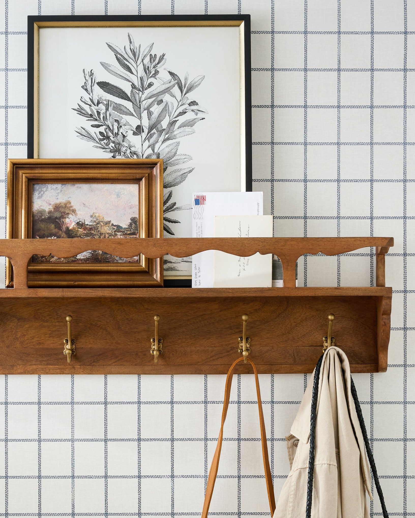 Daphne Wood and Brass Display Shelf