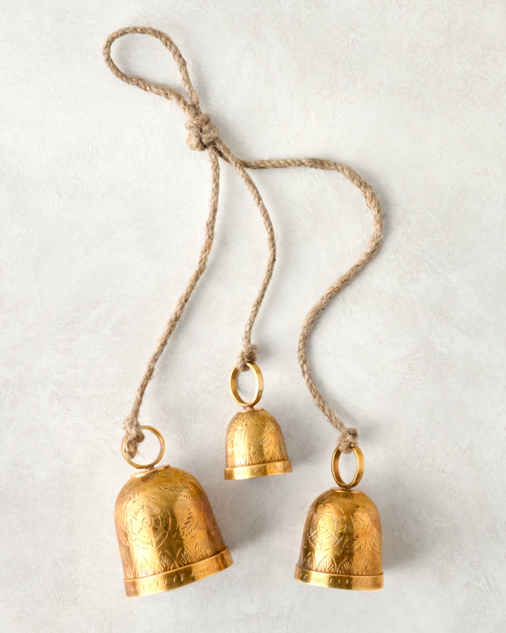 Etched Brass Hanging Bells