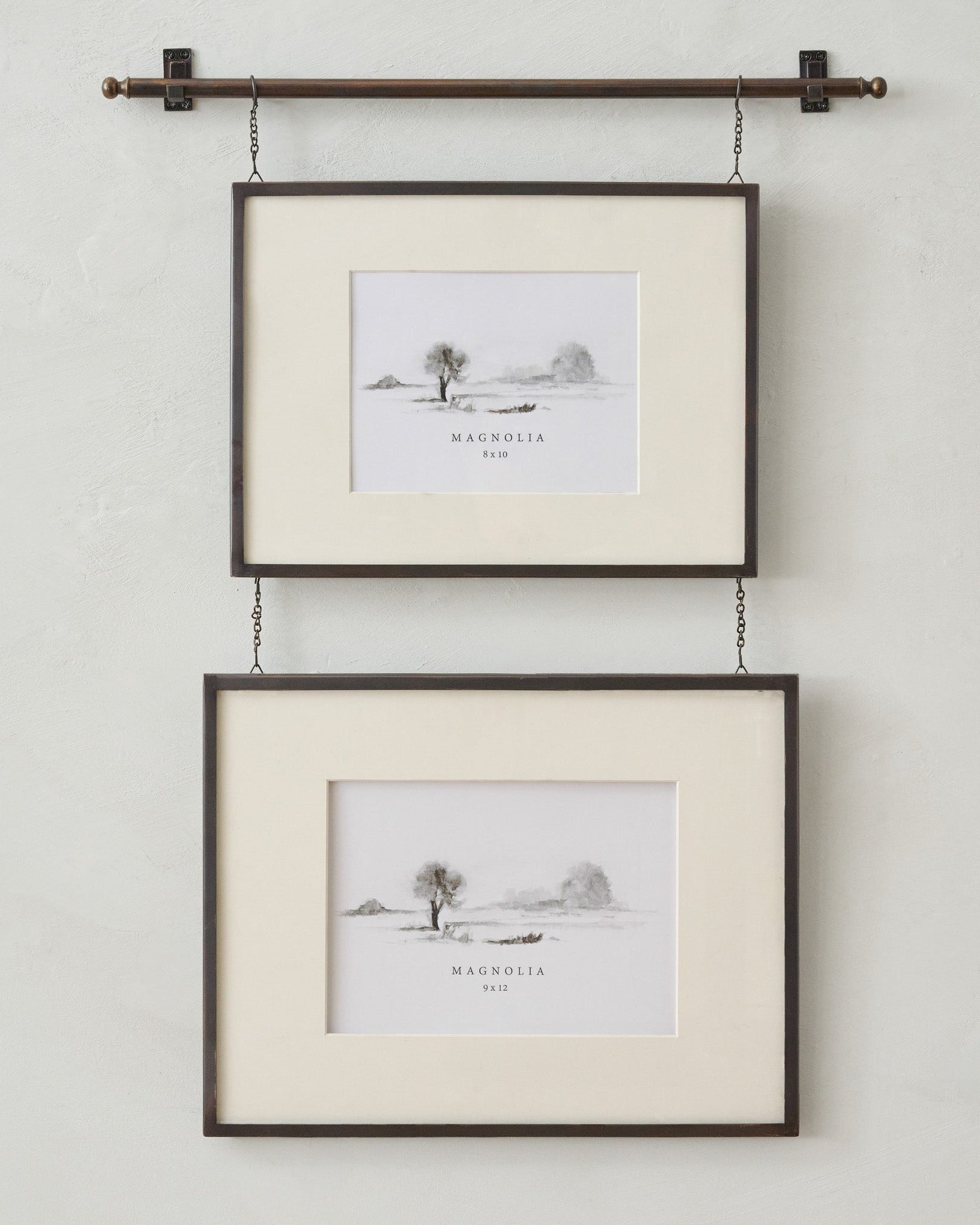 Colleen Antique Bronze Rail Double Picture Frame