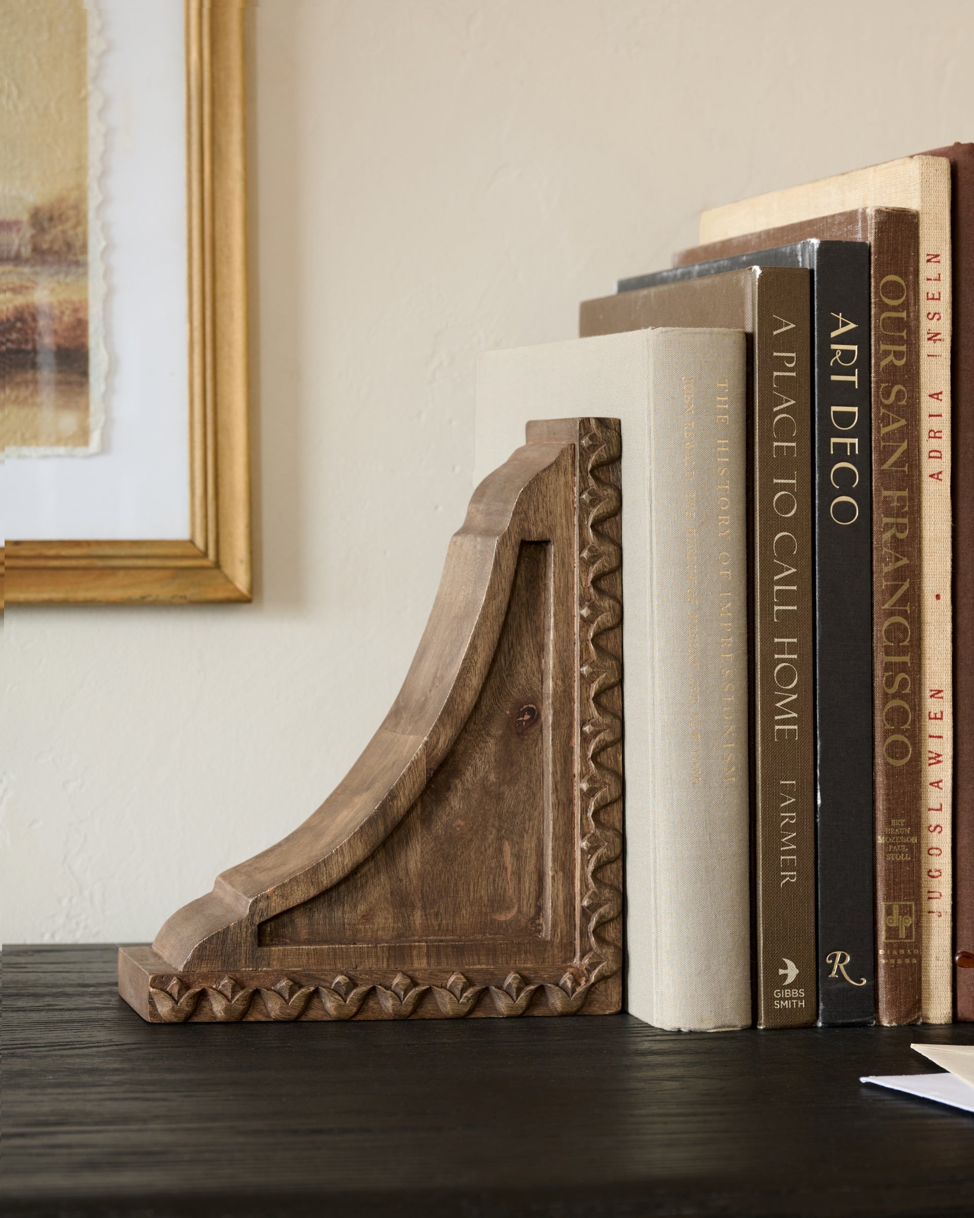 Warren Hand Carved Wood Bookends