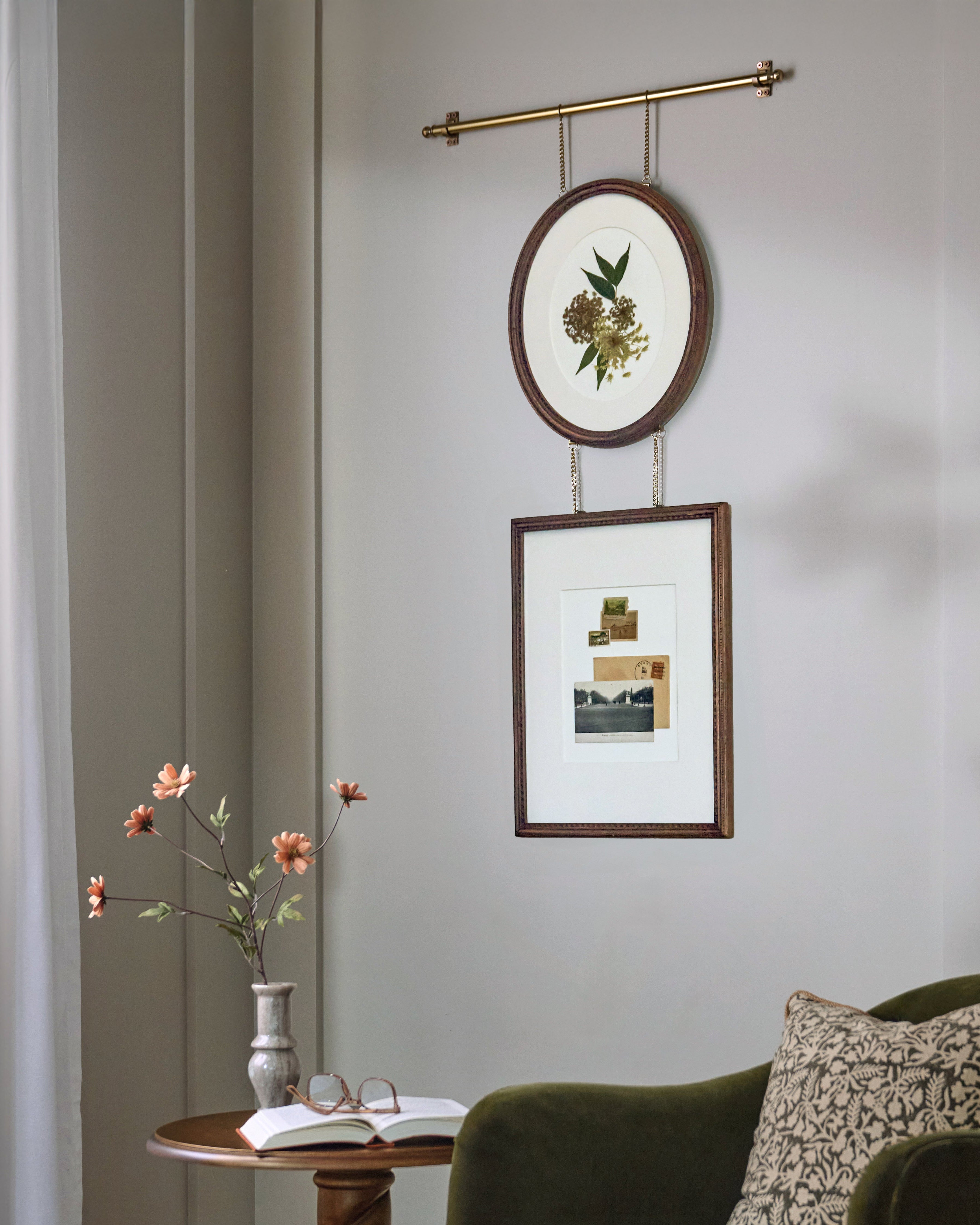 Colleen Wood and Brass Rail Multi Picture Frame