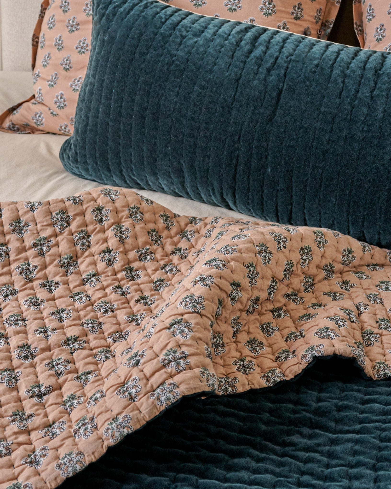 Audrey Velvet Block Print Quilt - Magical Forest