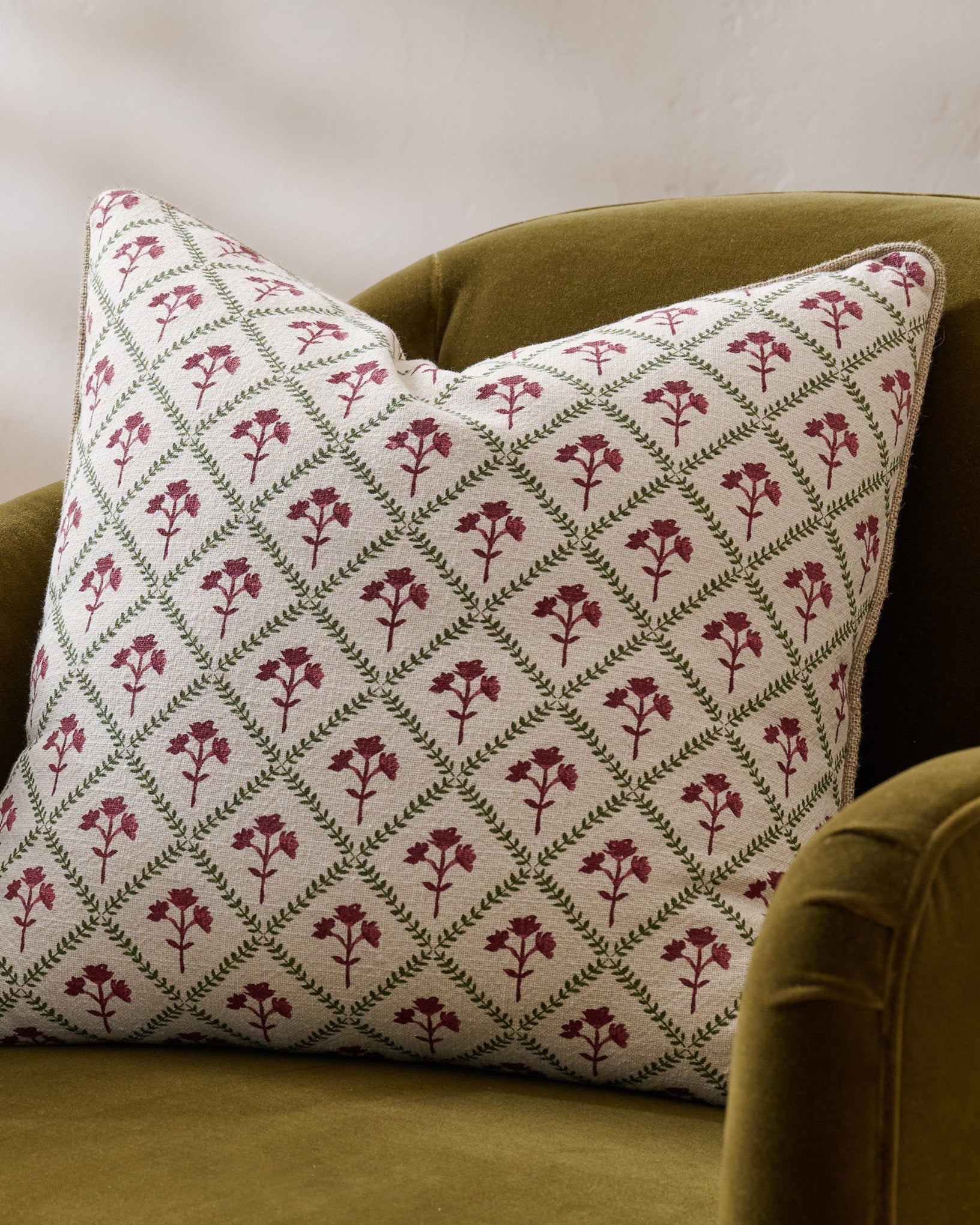 Magnolia Holiday Block Print Pillow
