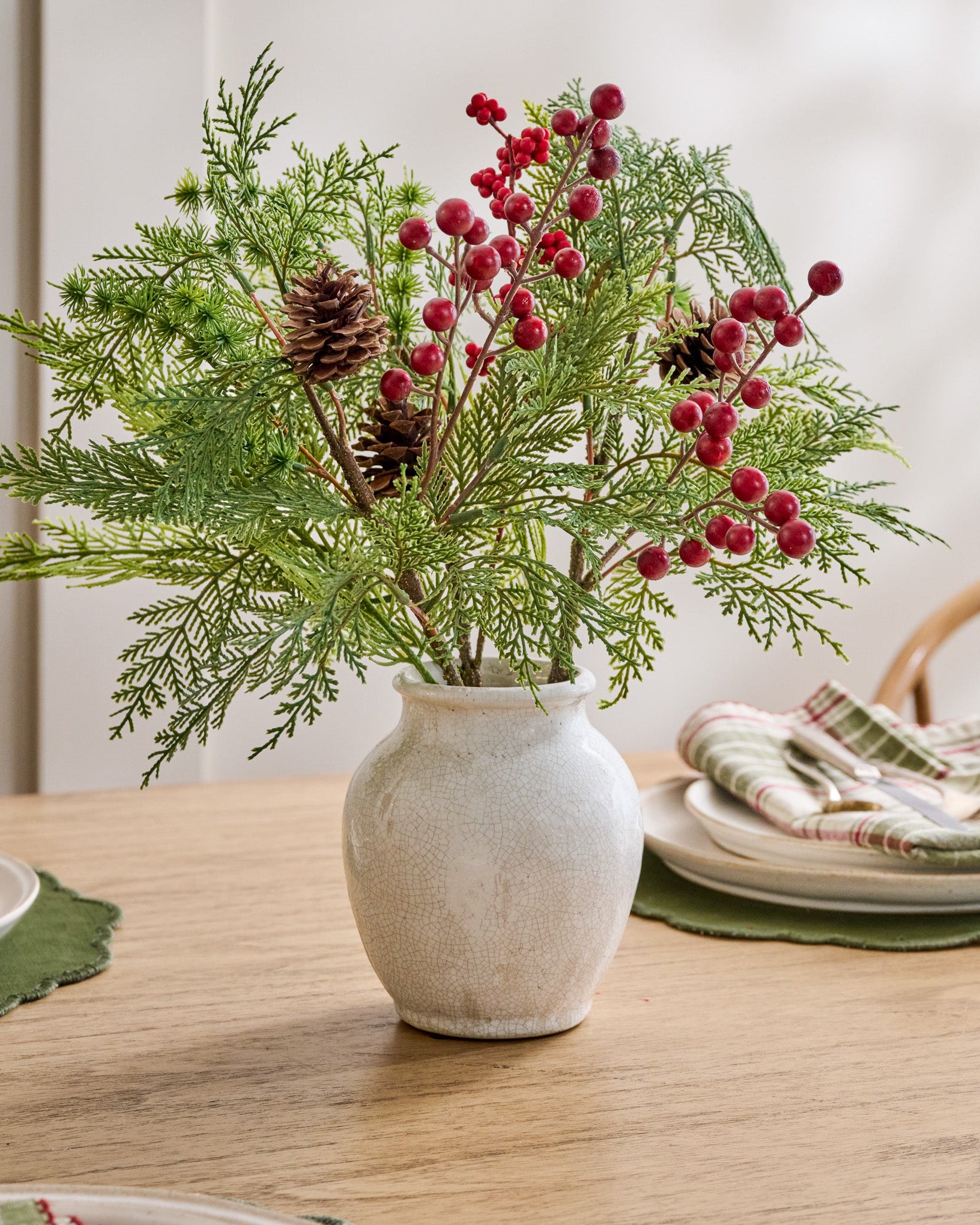 Real Touch Foraged Red Berry Pine Bundle, Set of 3
