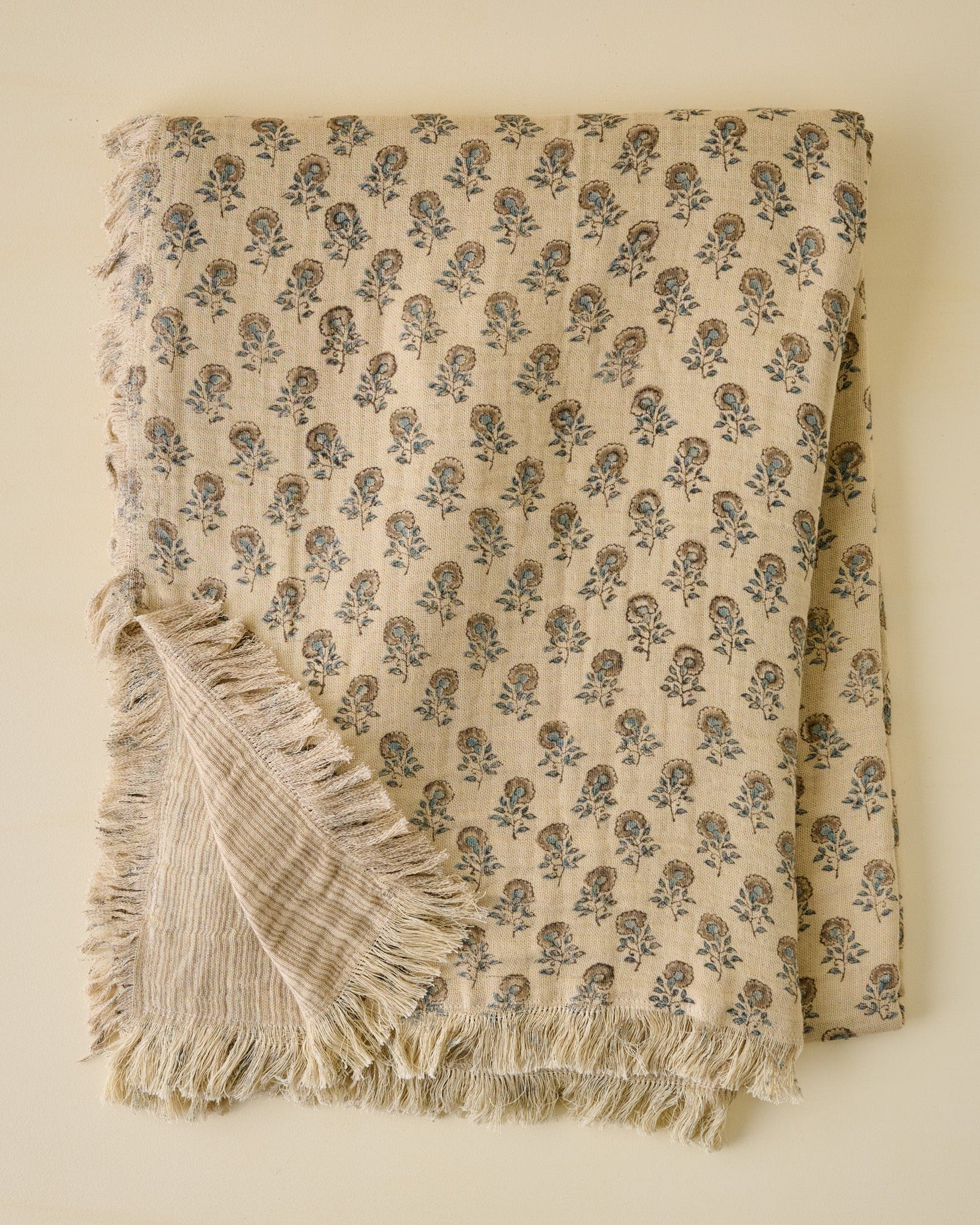 Floral Block Print Reversible Throw