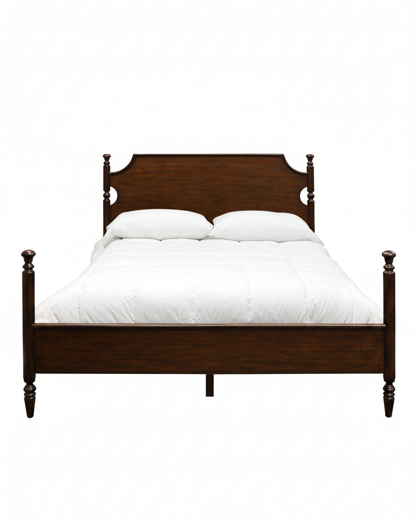 Miller Solid Mahogany Four Poster Bed with Hand-Carved Wood Trim