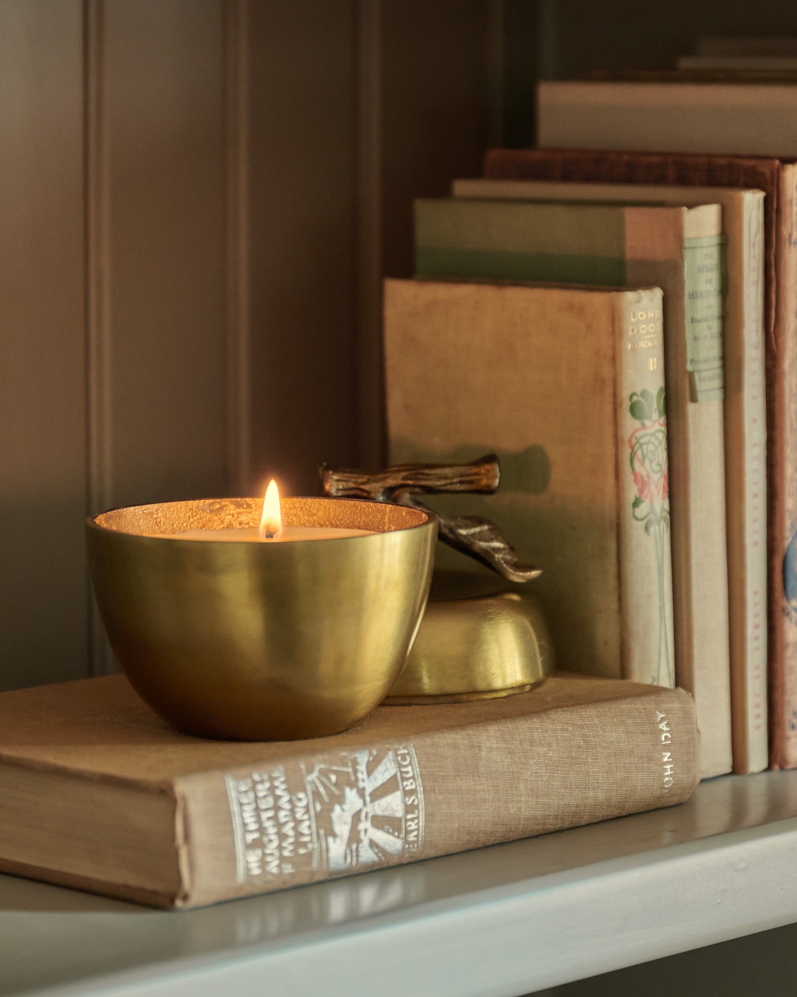 Antique Brass Apple Candle
