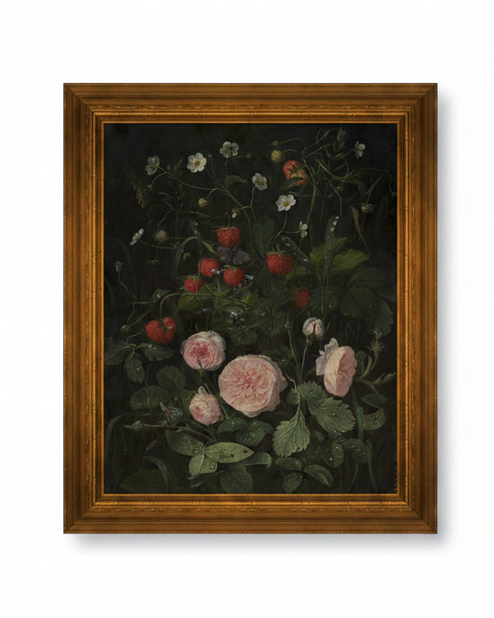 Still Life with Strawberries and Roses