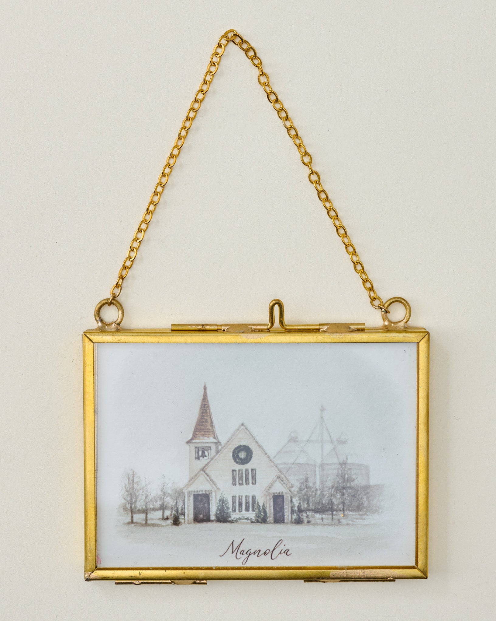 Magnolia Chapel Mini Framed Ornament by Tabitha Paige