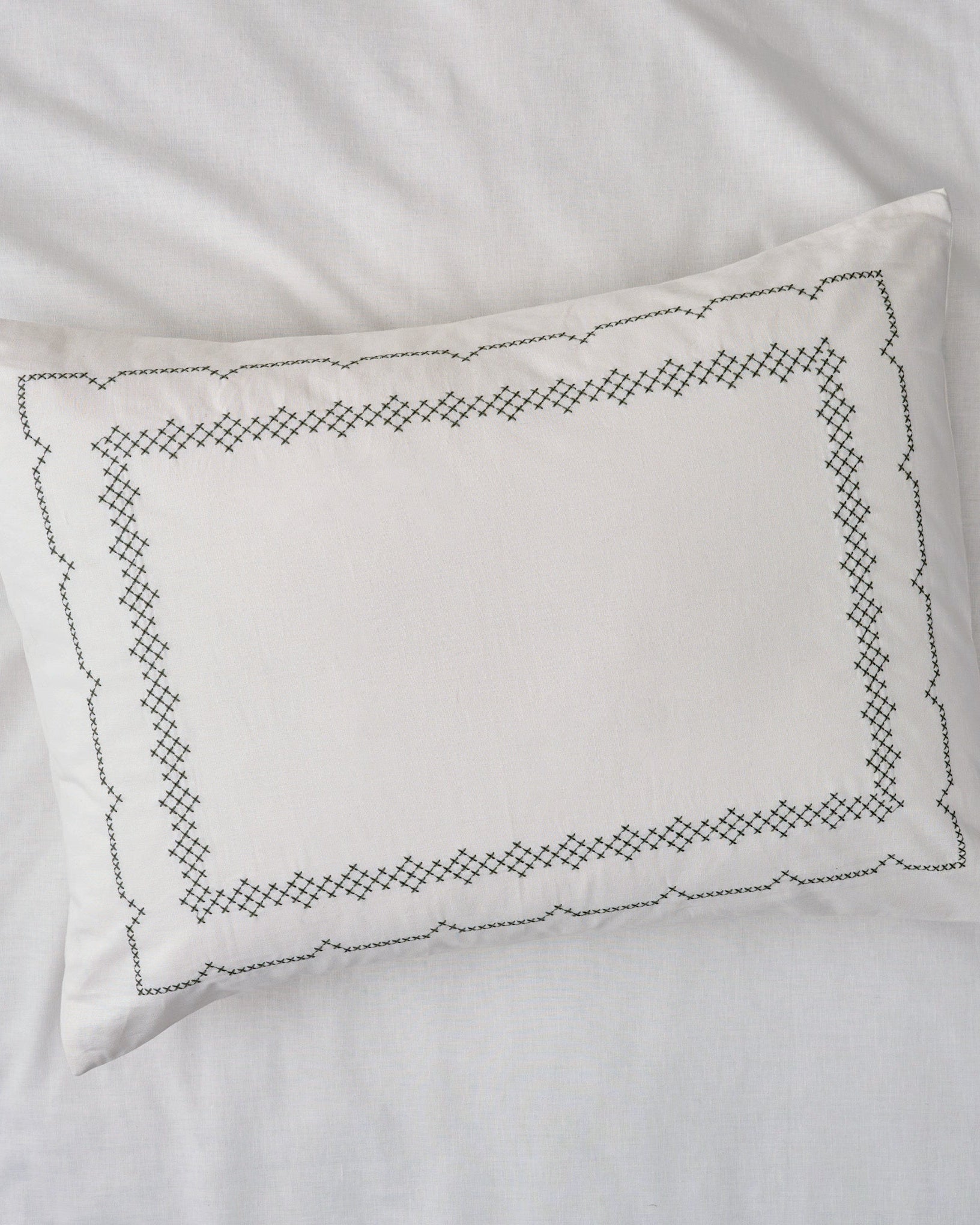 Daphne Green Cross-Stitch Sham