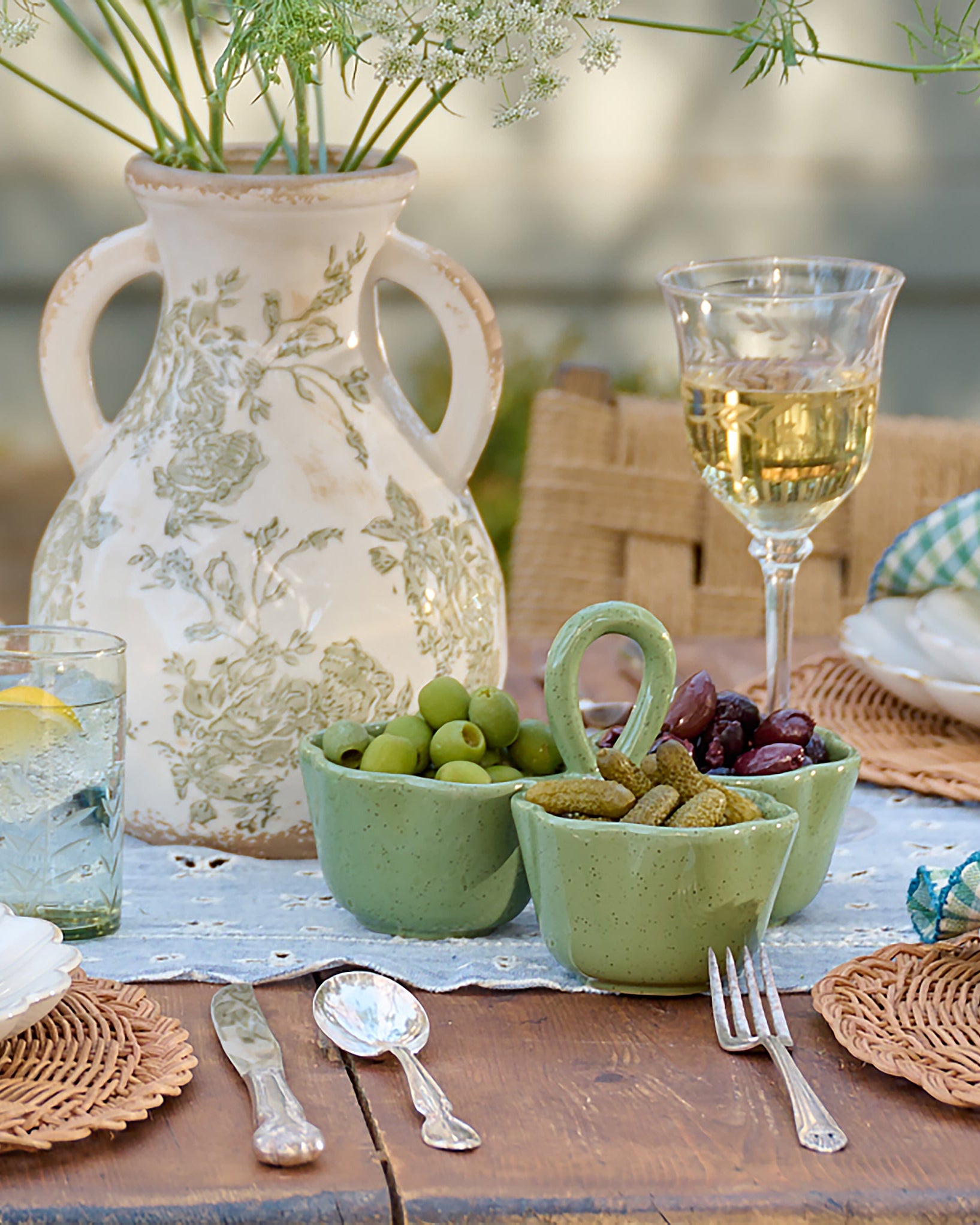 Green Scalloped Trio Snack Bowl