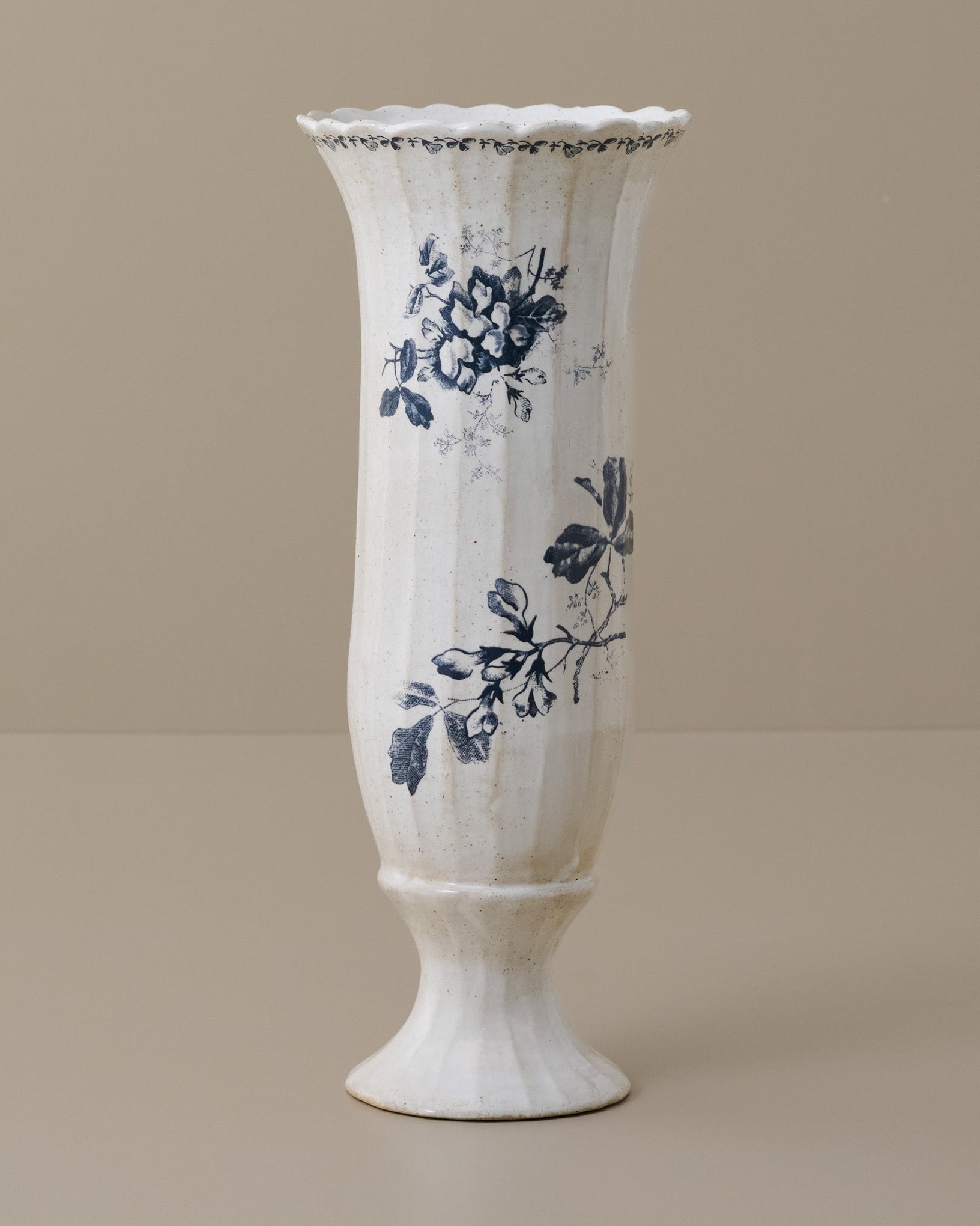 Heirloom Garden Navy Floral Footed Vase