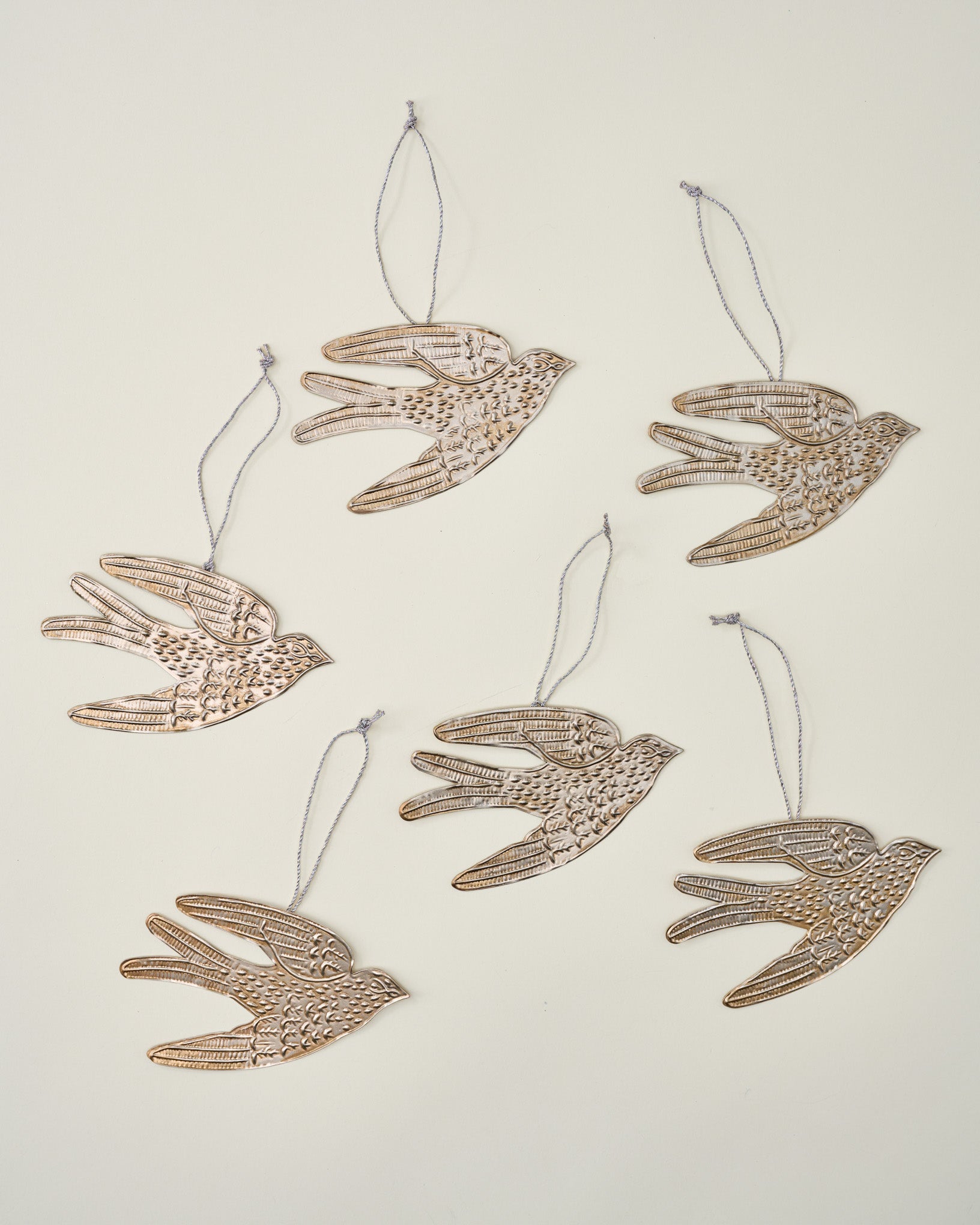 Pressed Metal Dove Ornament, Set of 6