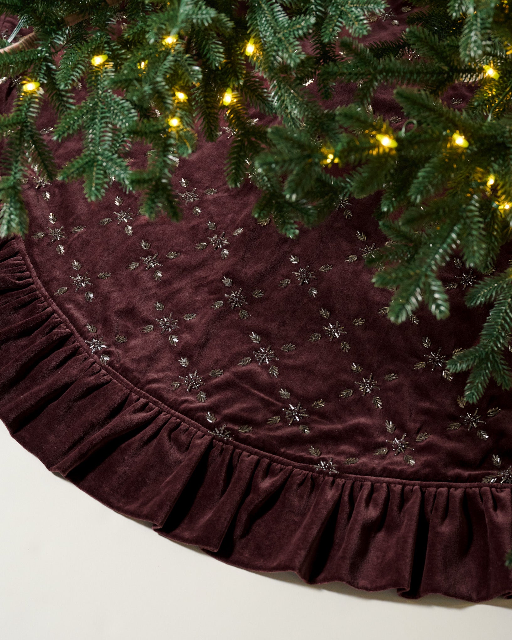 Noella Hand-Beaded Velvet Tree Skirt