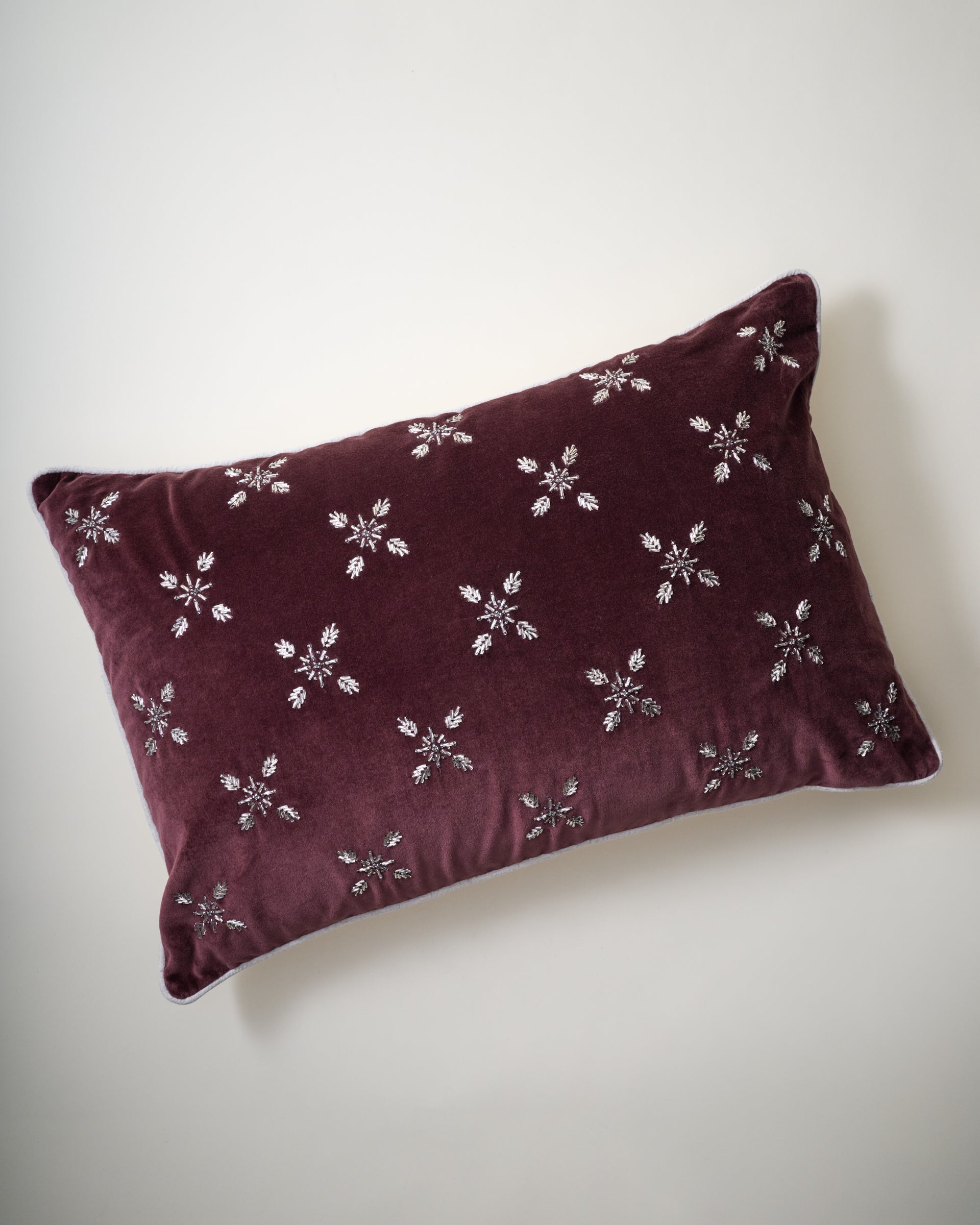Noella Hand-Beaded Velvet Lumbar Pillow
