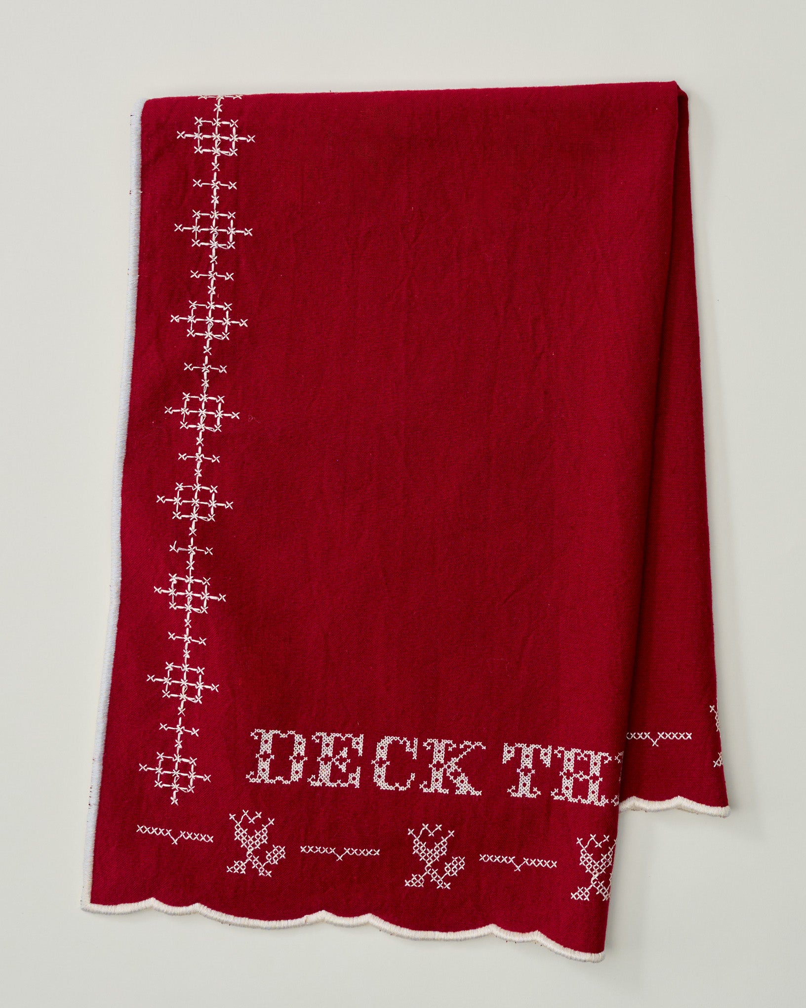 Cross Stitch Deck the Halls Tea Towel