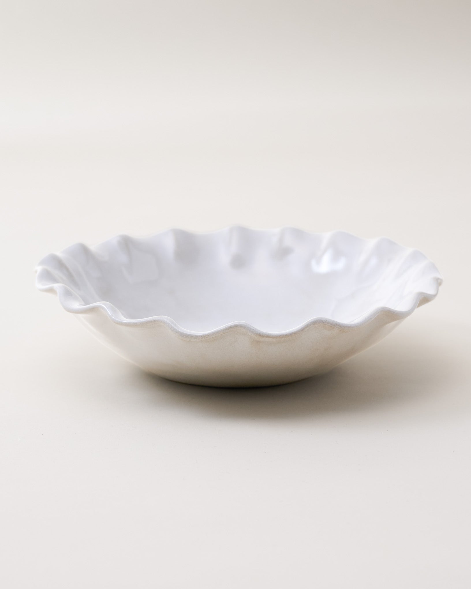 Cream Organic Ruffle Edge Cereal Bowl