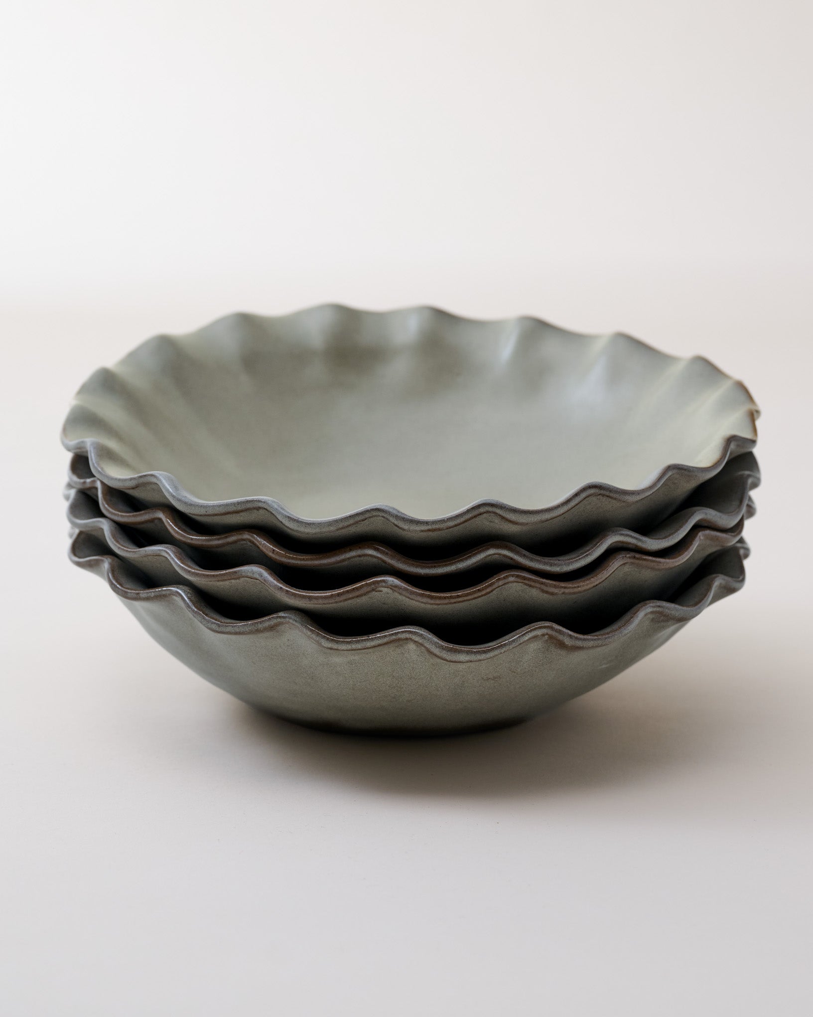 Green Organic Ruffle Edge Cereal Bowl