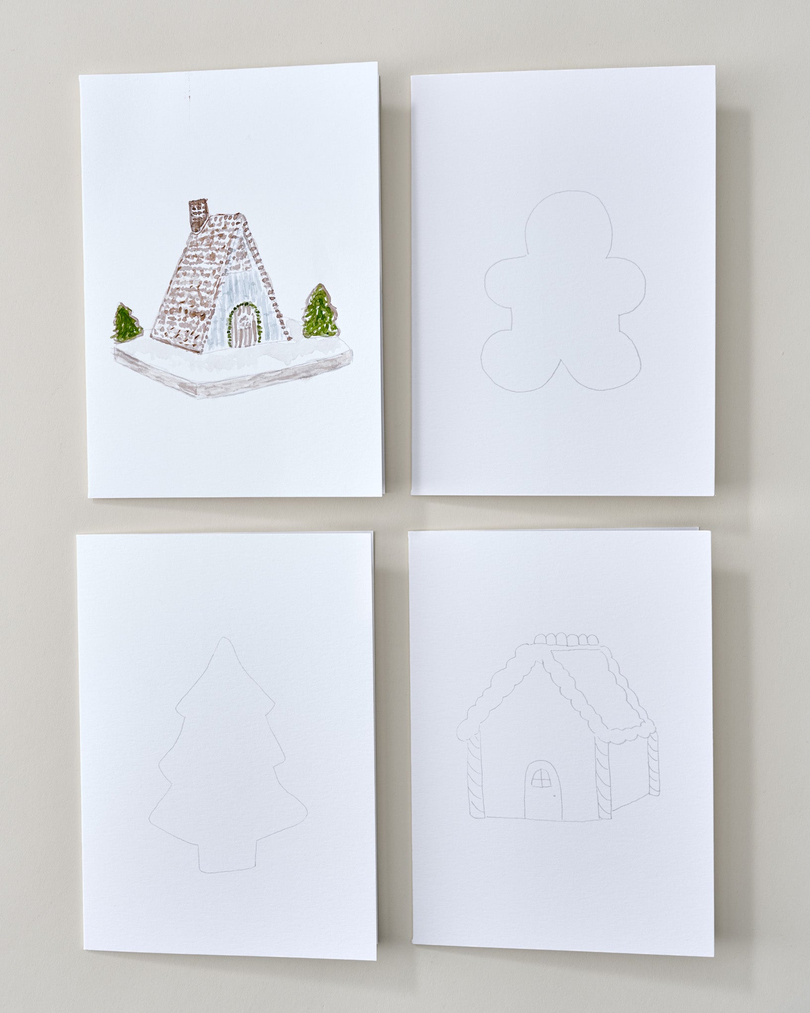 Gingerbread Paintable Watercolor Notecard Set