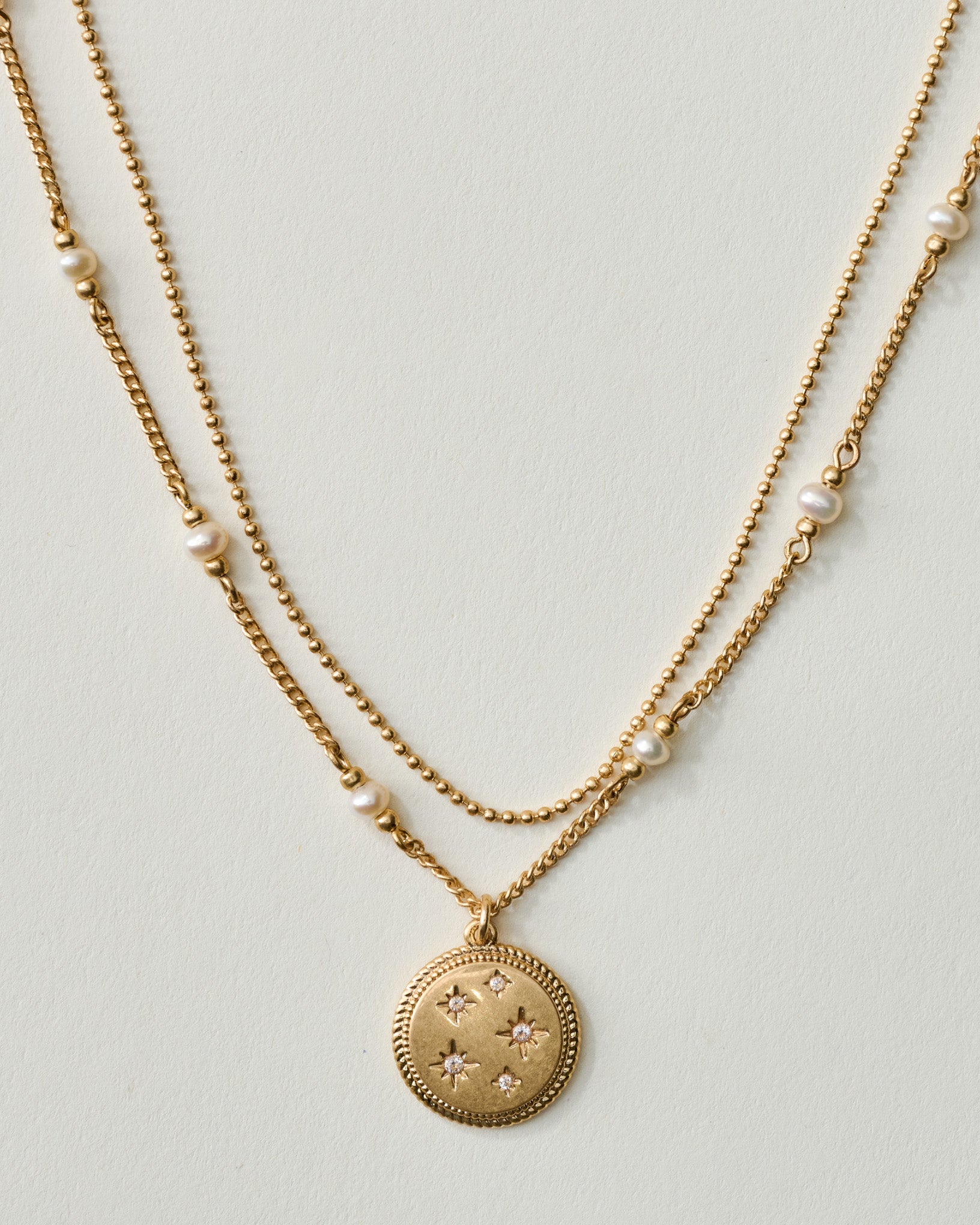 Magnolia Starburst Pearl Pendant Necklace Set