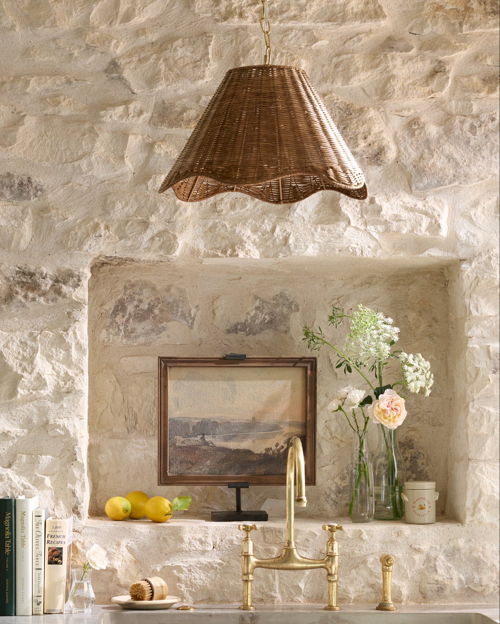 Lucinda Rattan Scallop Pendant (14"-17")