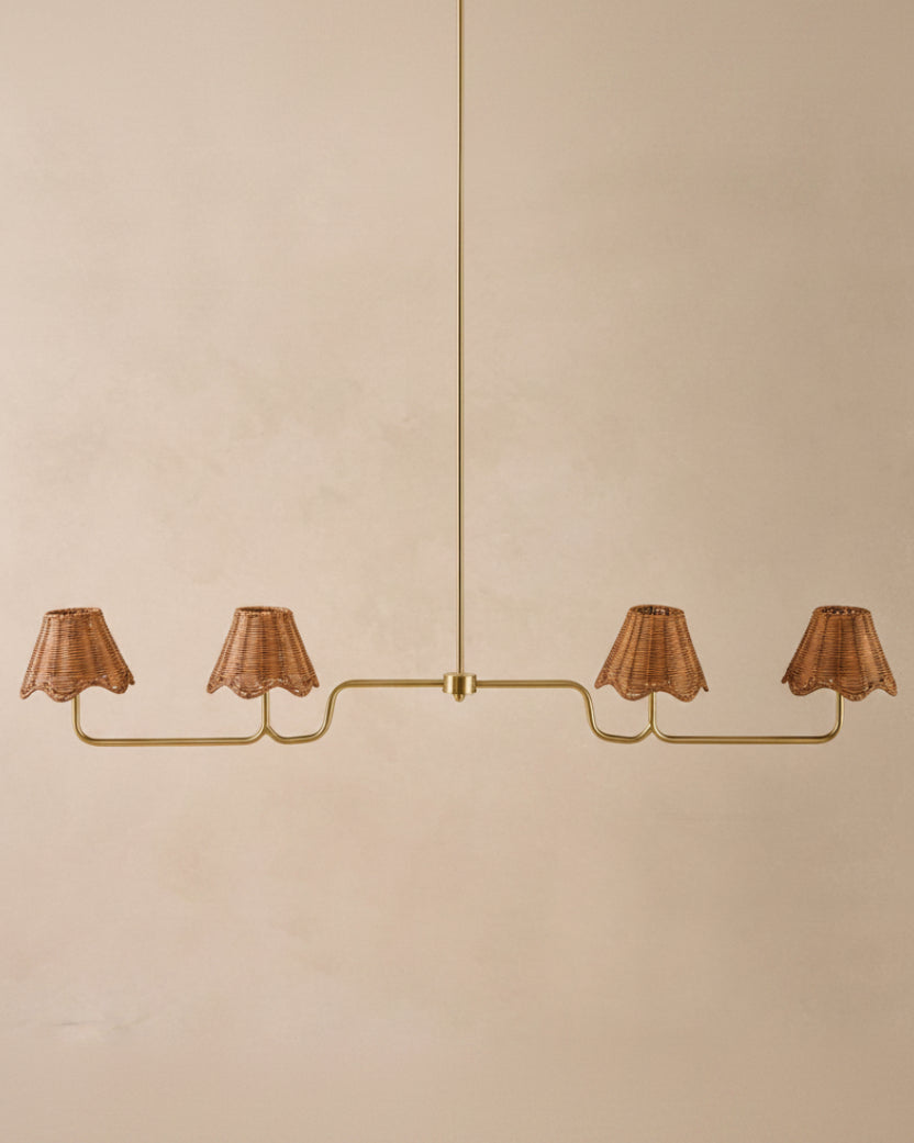 Lucinda Rattan Scallop Linear Chandelier