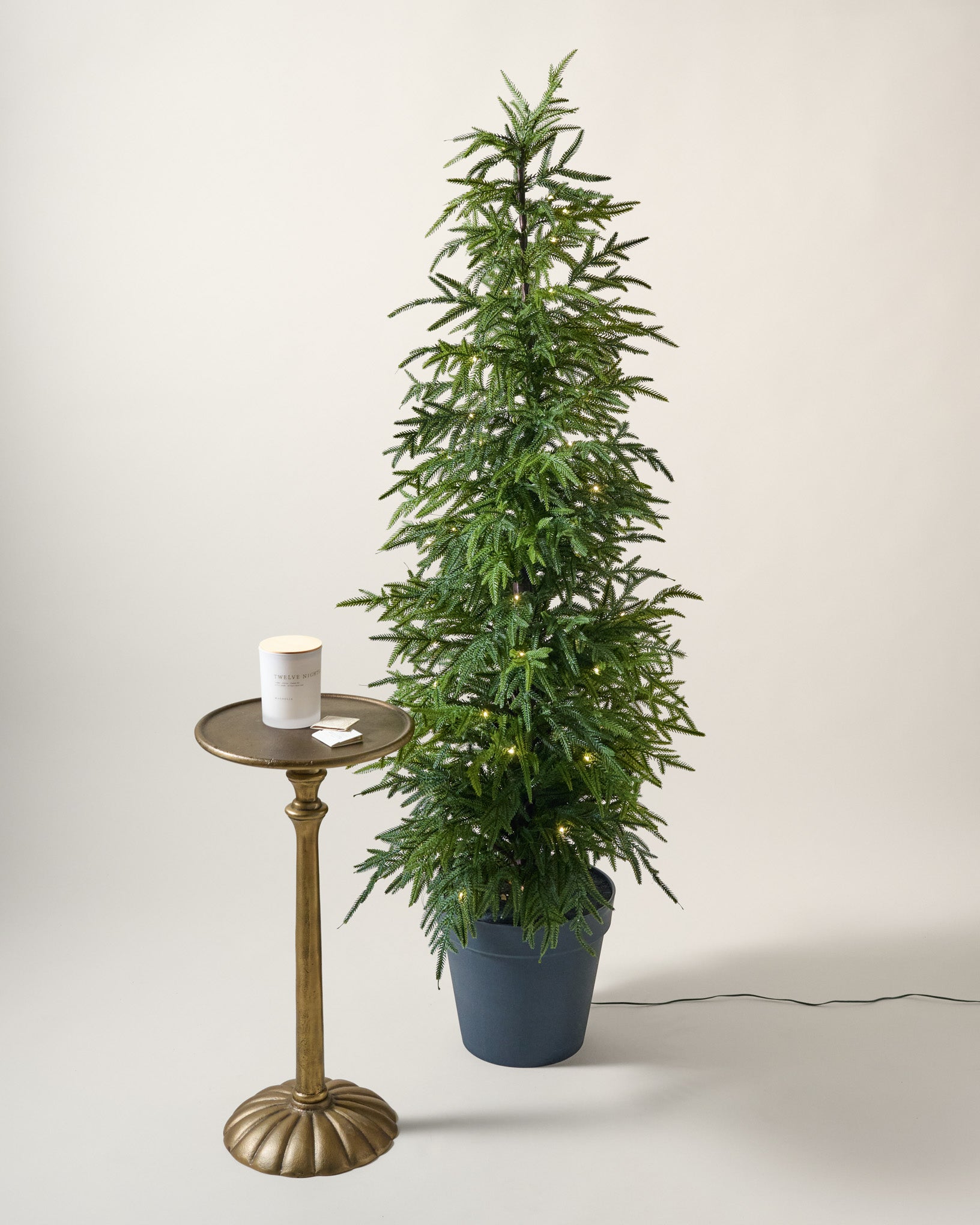Real Touch Norfolk Pine Pre-Lit Potted Tree